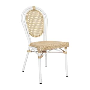 White Aluminum Outdoor Dining Chair in Brown