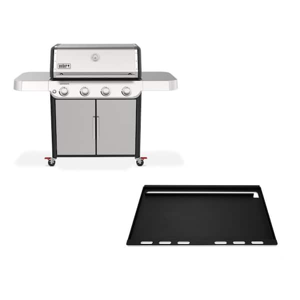 Genesis S-415 4-Burner Liquid Propane Gas Grill in Stainless Steel with Full Size Griddle Insert