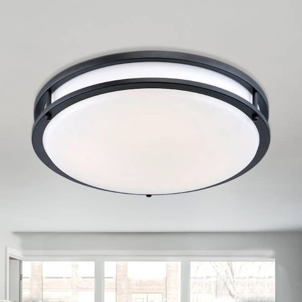 EnviroLite 16 in. Minimalist Oil Rubbed Bronze Selectable CCT Integrated LED Flush Mount for Kitchens