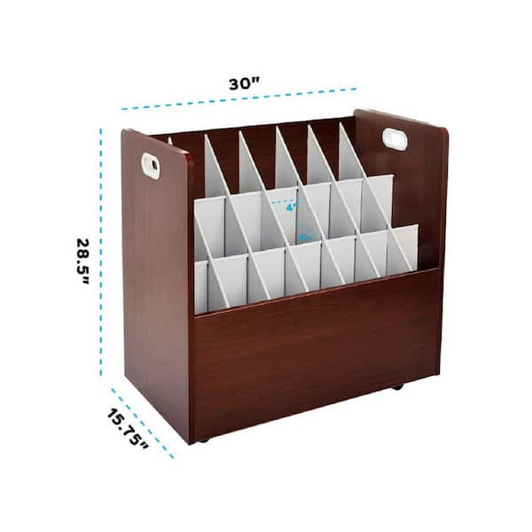 AdirOffice 21-Slot Roll File Cabinet, Mobile, Mahogany, 30, 2/Pack (625-MA-2PK)