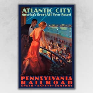 12 in. Multicolor Vintage 1935 Atlantic City Travel Poster Wall Art