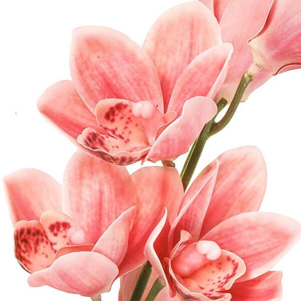 LIVING LUXURY 20 in. Coral Pink Artificial Cymbidium Orchid Plant