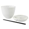 Gibson Our Table Simply White 6.25 Inch Round Noodle Bowl With Chopsticks  And Lid : Target