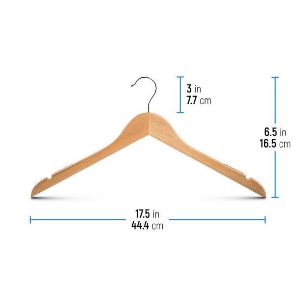 80 Pcs. of Solid Wooden Hangers for Clothes - Heavy Duty Suit Hanger Set  with Chrome 360° Swivel Hook