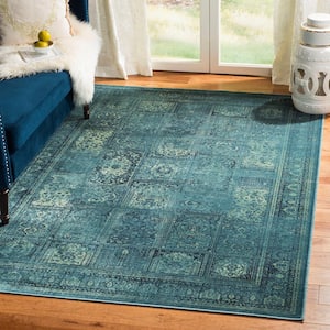 Vintage Turquoise/Multi 3 ft. x 4 ft. Border Distressed Area Rug