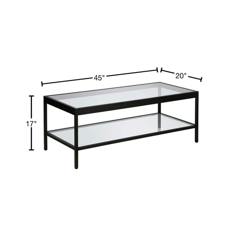 Alexis 45" Blackened Bronze Rectangular Glass Coffee Table