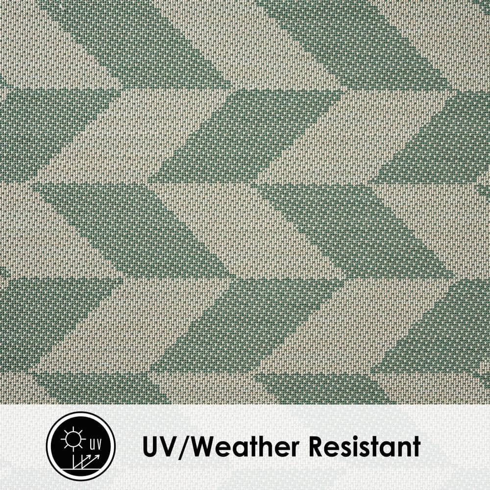 Beige and Green Geometric Synthetic Indoor/Outdoor Area Rug