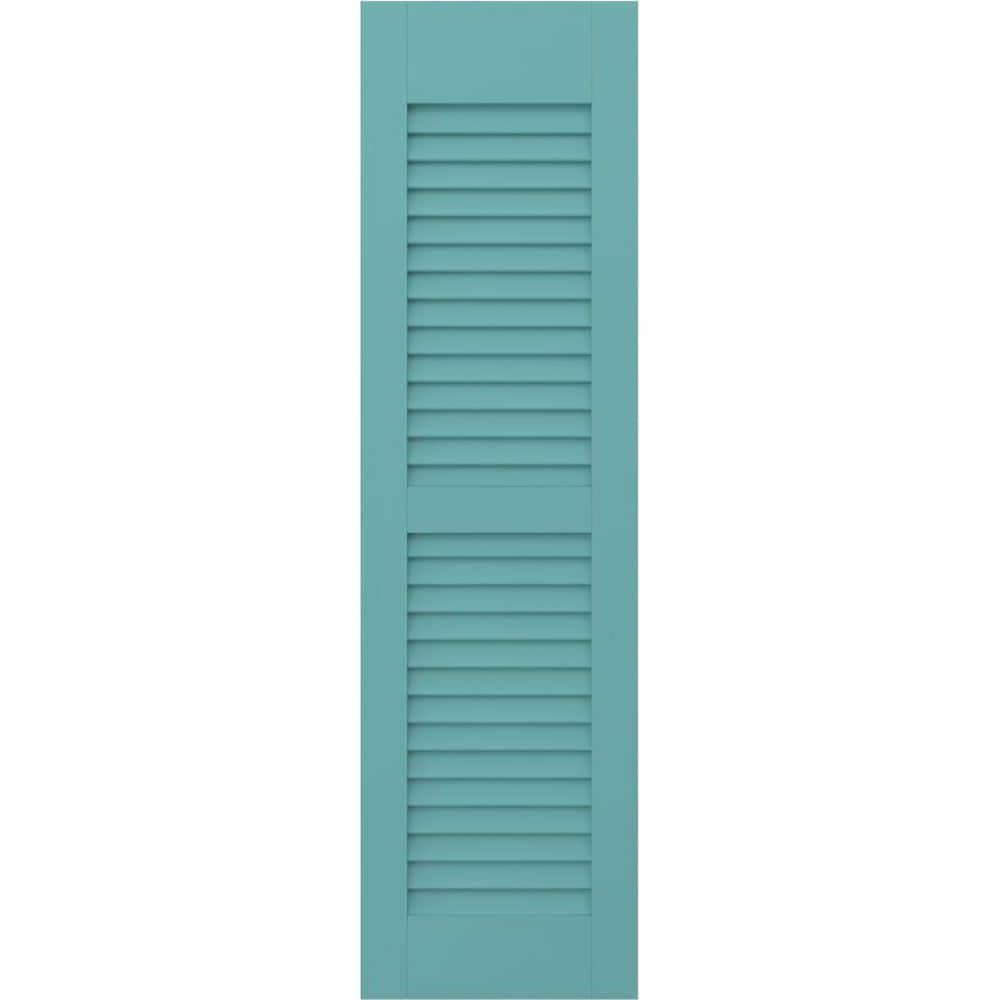 15 in. W x 32 in. H Americraft 2 Equal Louver Exterior Real Wood Shutters Pair in Pure Turquoise price history on PriceWatchPro