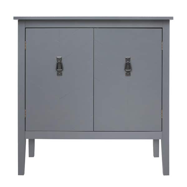 Unbranded 31.5 in. W x 15.75 in. D x 31.5 in. H Gray Vintage Style Linen Cabinet with 2 Doors
