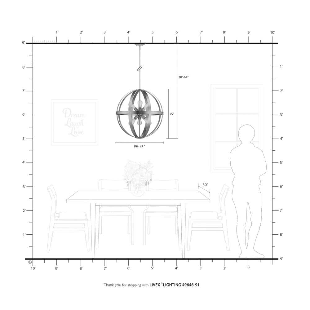 Brushed Nickel Sputnik 6-Light Pendant Chandelier