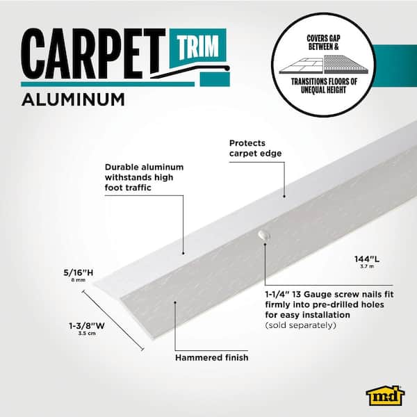 1-3/8"X 144" SILVER ALUMINUM CARPET TRIM HAMMERED