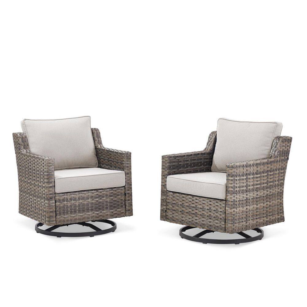 Halara 2-Person Gray Wicker Outdoor Swivel Glider Patio Rocking Chair with Olefin 4 in. Thick Beige Cushions price history on PriceWatchPro