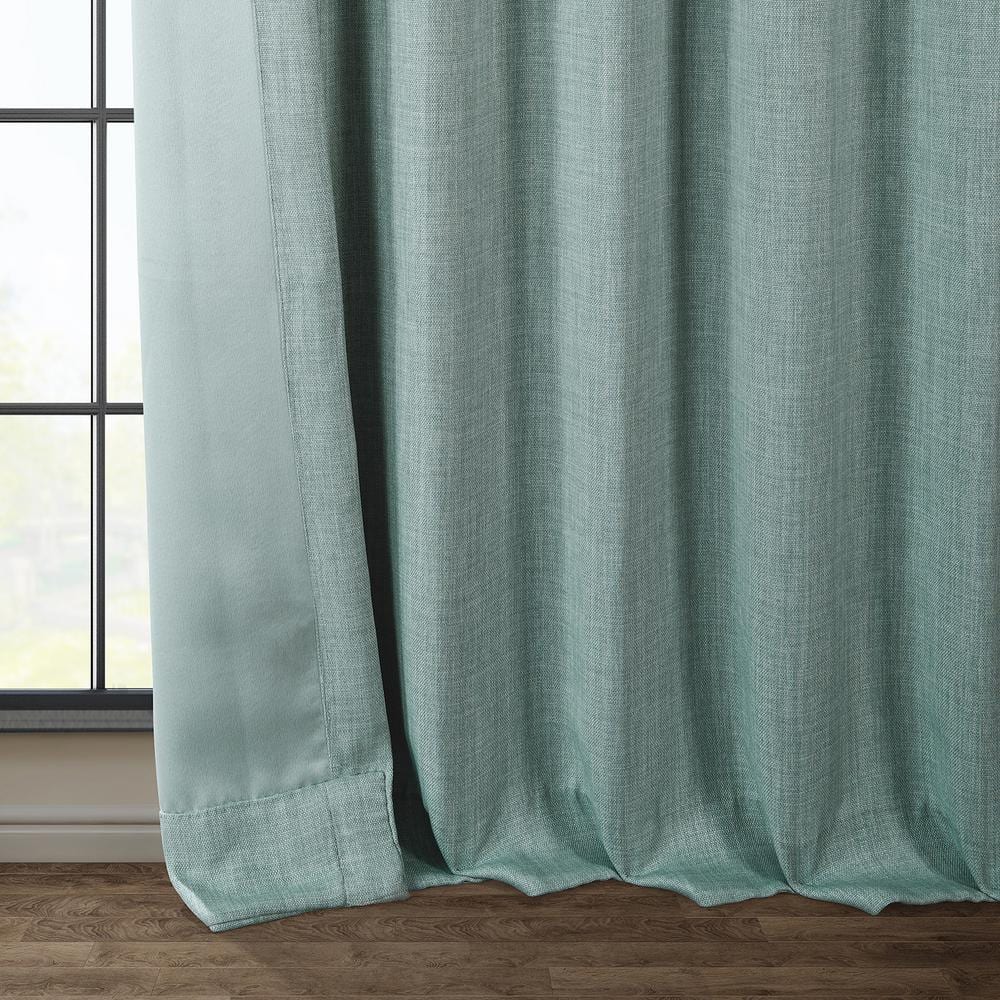 Sea Thistle Gray Faux Linen Blackout Curtains 50" x 108"