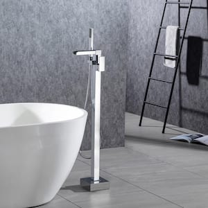 1-Handle Freestanding Tub Faucet with Hand Shower in Chrome