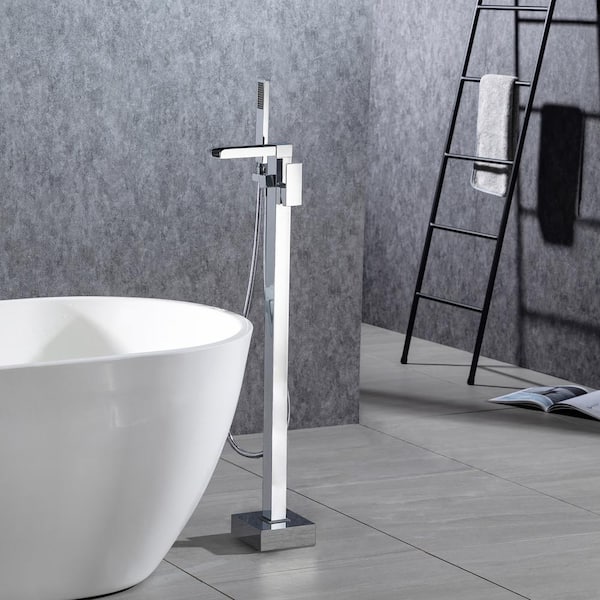 Staykiwi 1-Handle Freestanding Tub Faucet with Hand Shower in Chrome