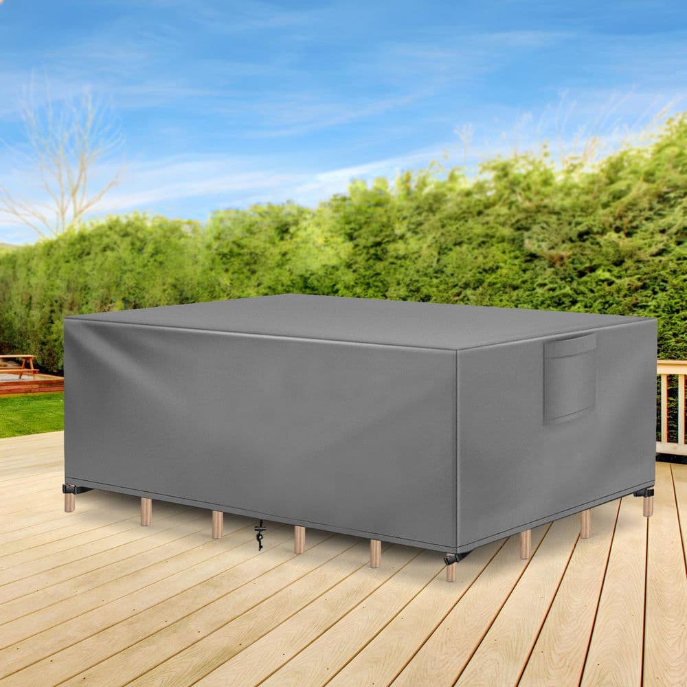 Gray Premium Waterproof Patio Furniture Cover Courtyard Garden Table and Chair Set Cover 126 in. L x 63 in. W x 28 in. H price history on PriceWatchPro