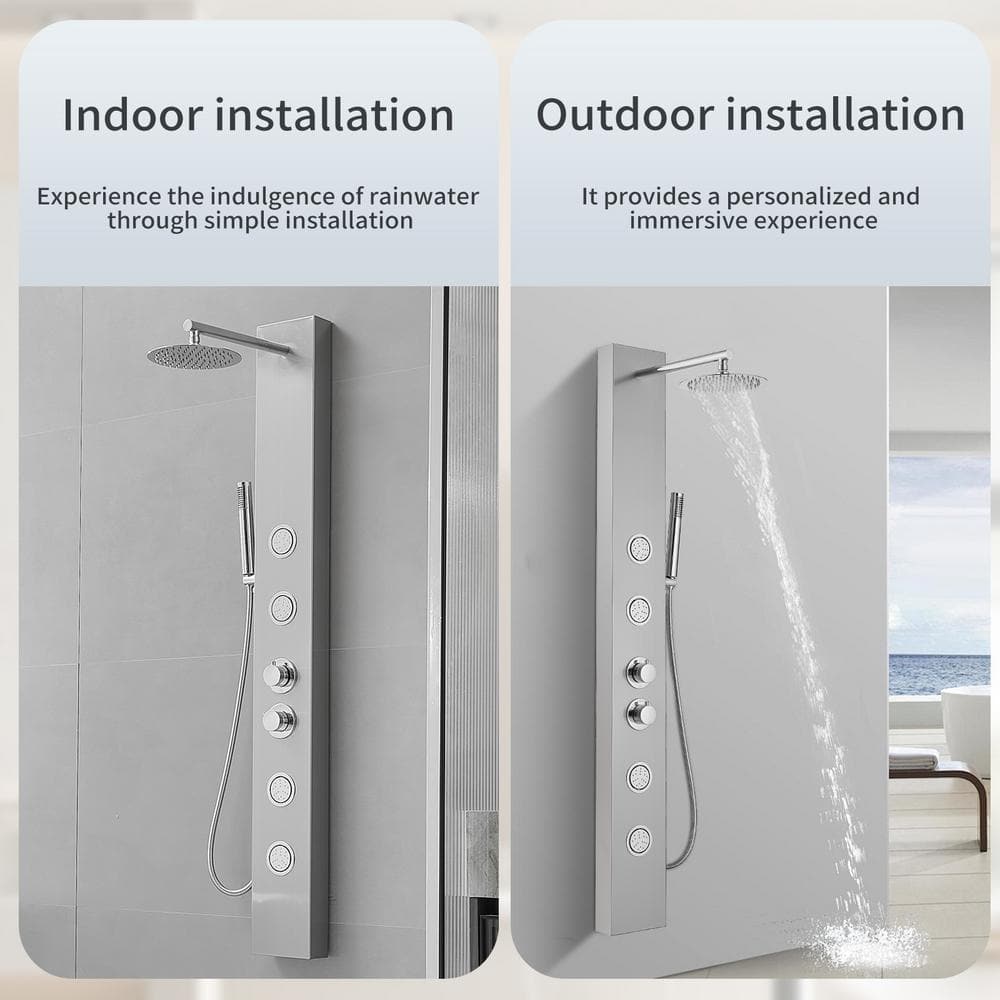 Nickel Chrome Multi-function Shower Panel with Adjustable Head