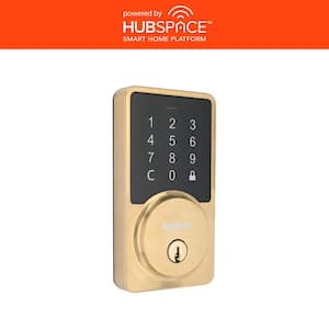 Square Brushed Gold Smart Wi-Fi Deadbolt Powered by Hubspace