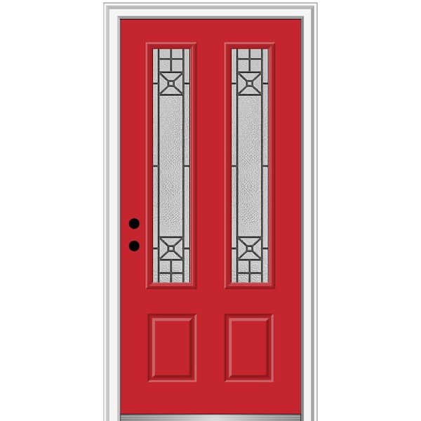 MMI Door 36 in. x 80 in. Courtyard Right-Hand 2-Lite Decorative Painted Fiberglass Smooth Prehung Front Door on 6-9/16 in. Frame