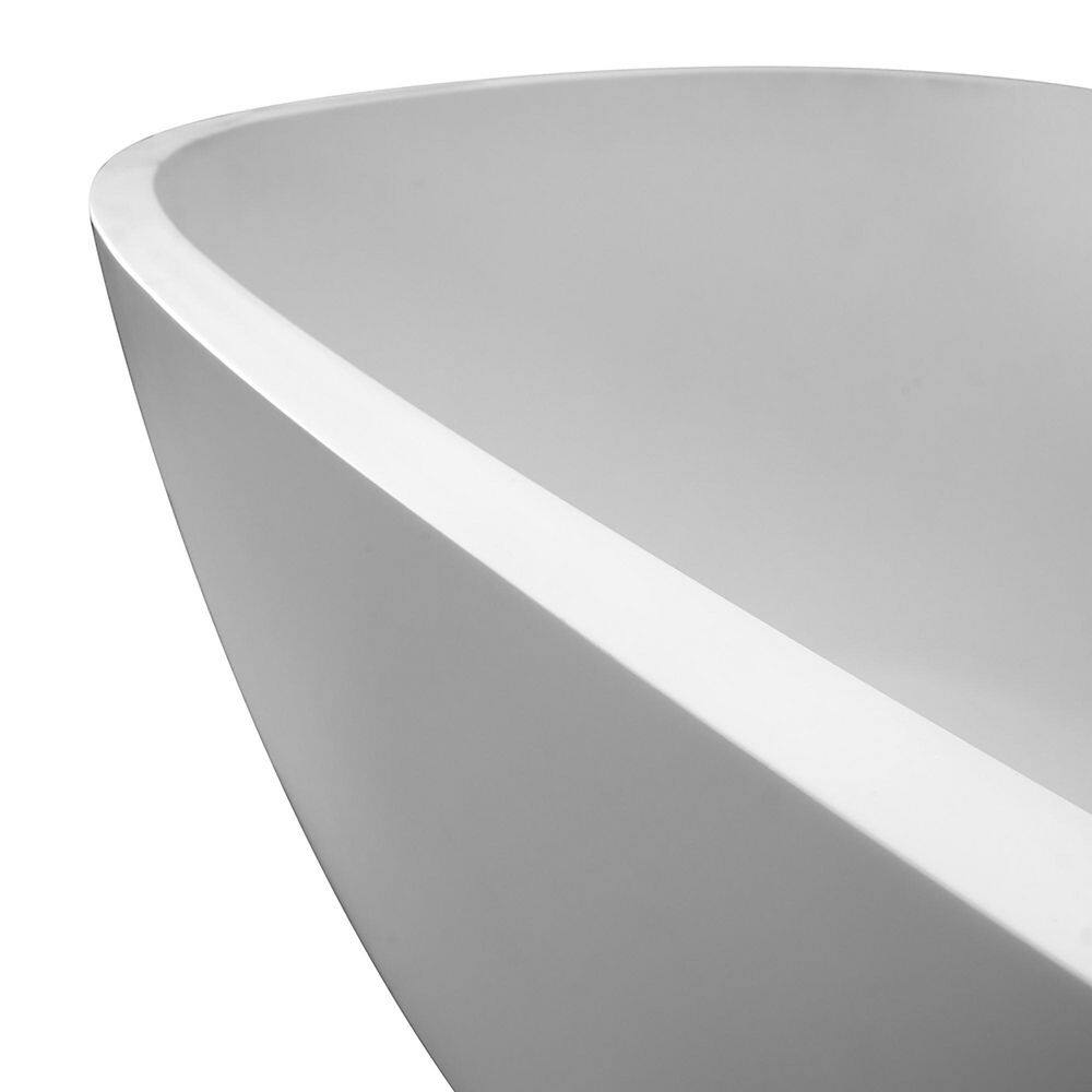 67" Matte White Stone Resin Double Slipper Freestanding Tub