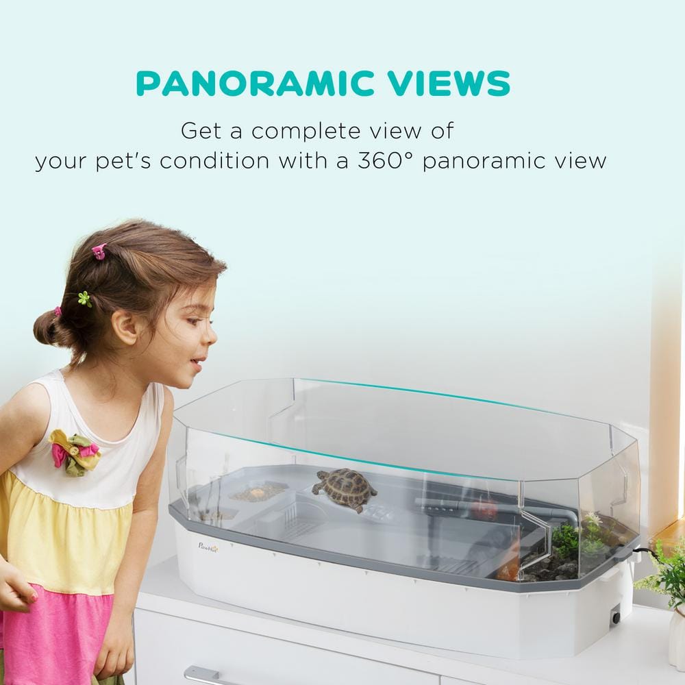 Clear and White Turtle Tank Kit with Filtration and Basking Platform