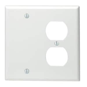White 2-Gang 1-Dupex/1-Blank Wall Plate (1-Pack)