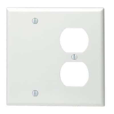2-Gang Device Receptacle Wallplate Decoration Wallplate Light Panel Cover Watercolor White Swan Couple Under The Full Moon Double Outlet Wall Plate/Panel Plate/Cover 