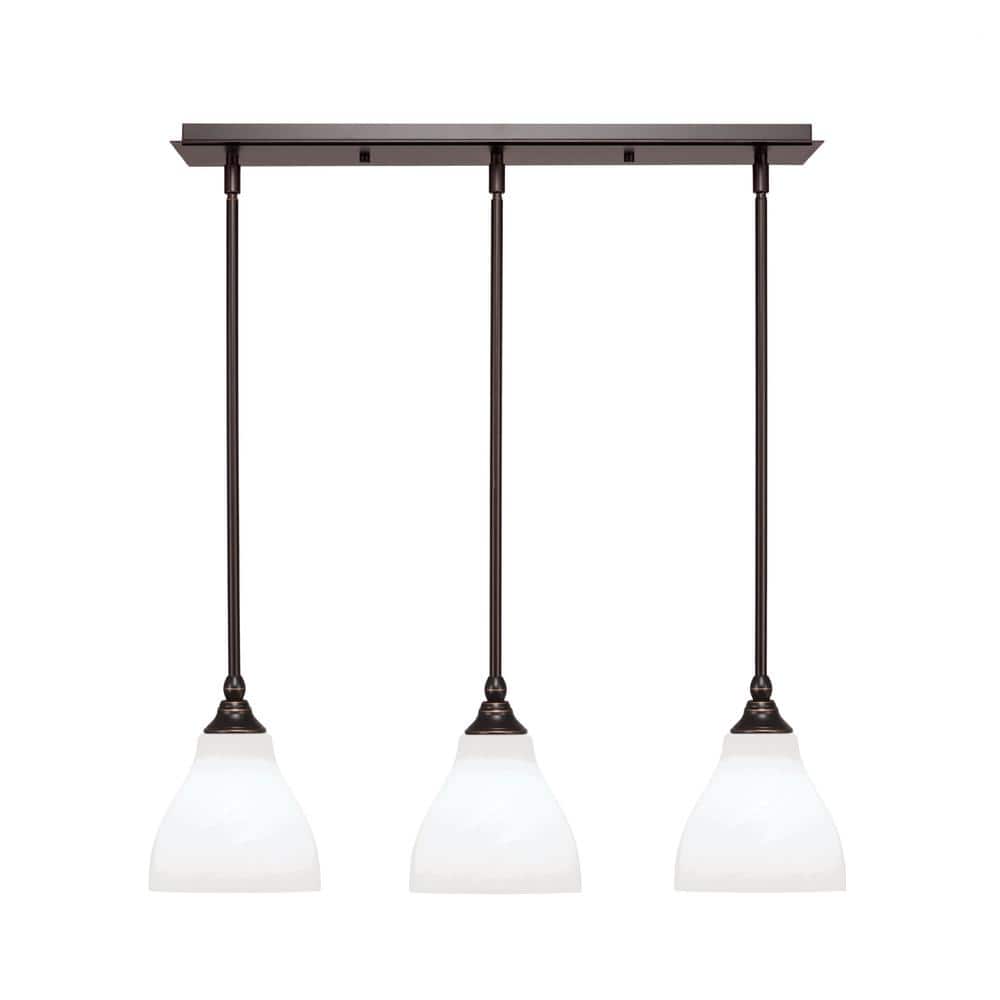 Livingston 100-Watt 3-Light Dark Granite Shaded Pendant Light with 6.25 in.
