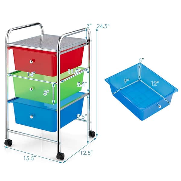 5 Drawer Rolling Cart by Simply Tidy™ in Rainbow, 13 x 15 x 38