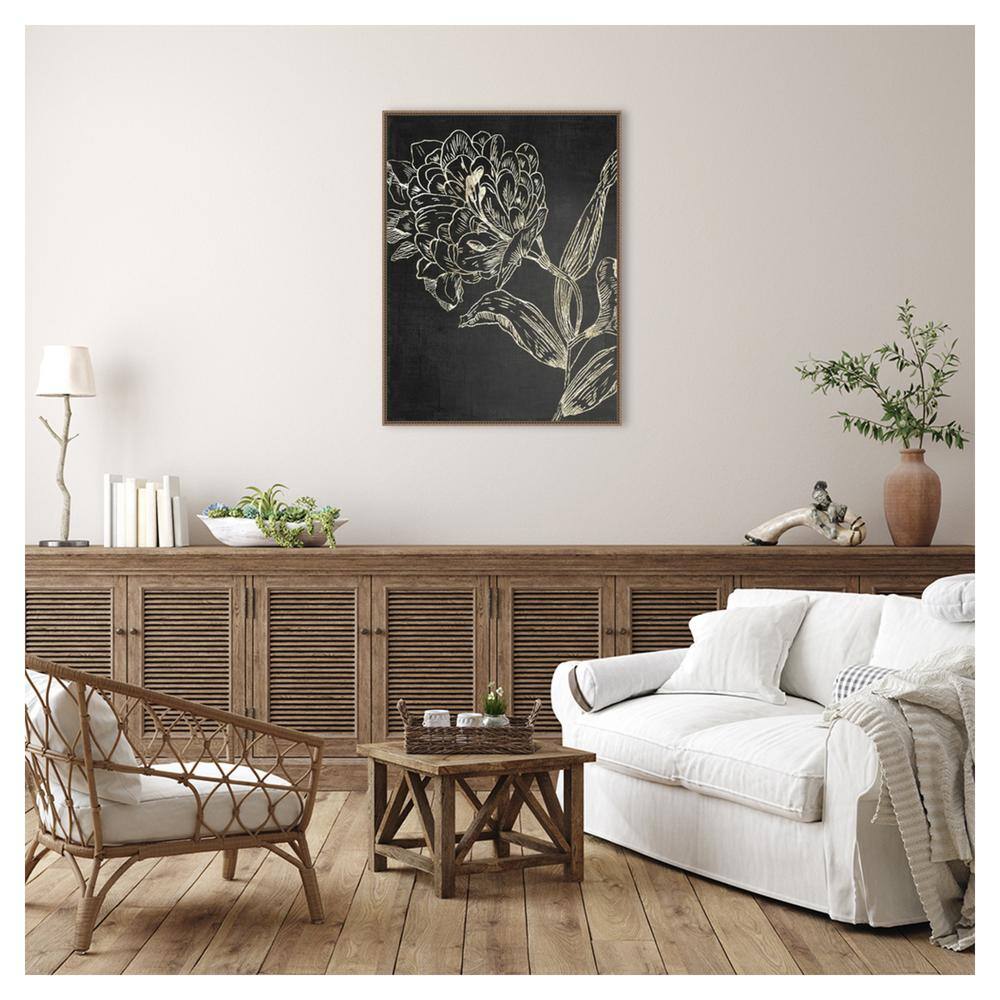 Golden Flower Folklore II Bronze Framed Canvas Art Print
