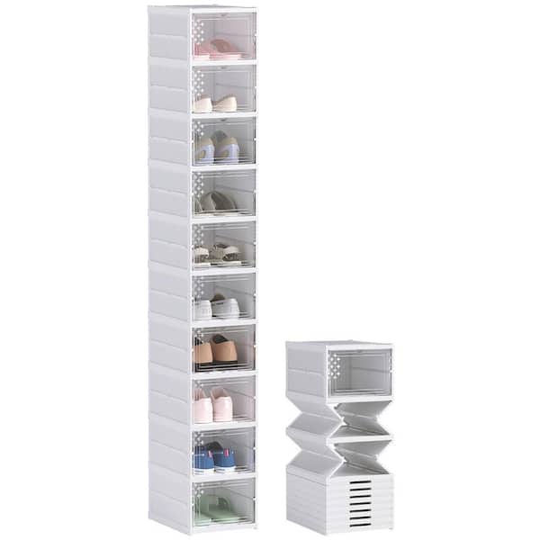 68.5 in. H x 10.2 in. W White ABS Plastic Stackable Shoe Storage Cabinet