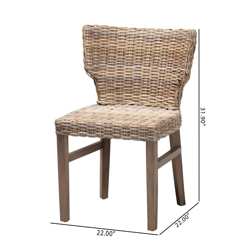 Bohemian Brown Rattan & Mahogany Low Dining Chair Set