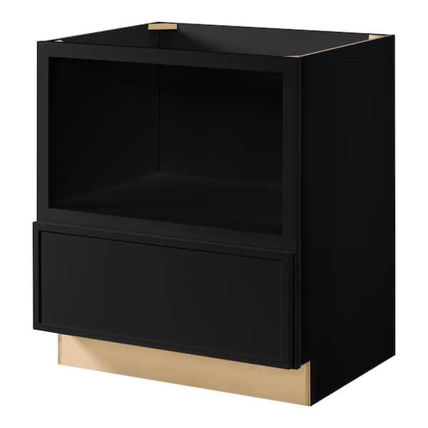 Leyton 30 in W x 24 in D x 34.5 in H Ready to Assemble Plywood Slim Shaker Microwave Base Kitchen Cabinet in Raven Black