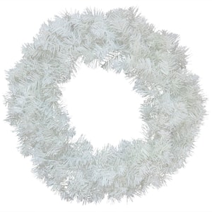 24 in. White Artificial Christmas Wreath Snowy Holiday Indoor/Outdoor Use