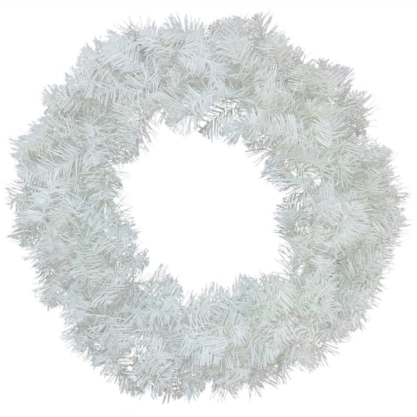 Sunnydaze Decor 24 in. White Artificial Christmas Wreath Snowy Holiday  Indoor/Outdoor Use CXT-330 - The Home Depot