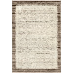 Sonali Casual Bordered Fringe Beige 4 ft. x 6 ft. 5 in. Area Rug