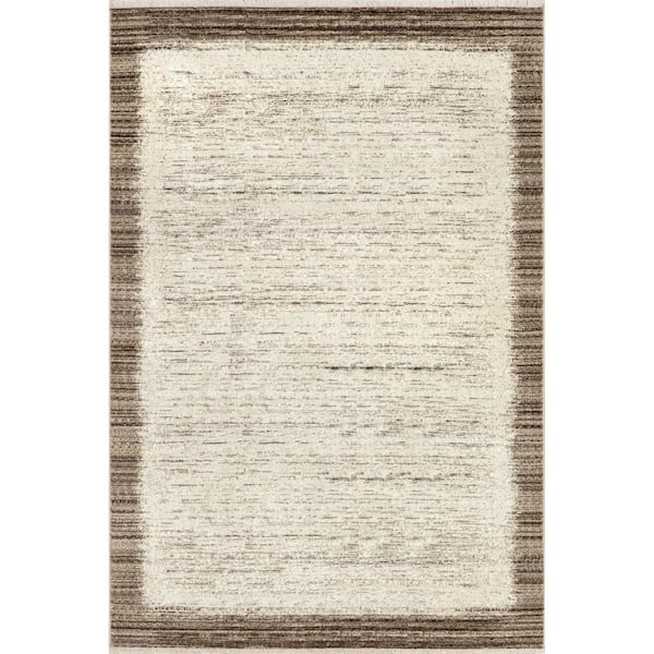 nuLOOM Sonali Casual Bordered Fringe Beige 8 ft. x 10 ft. 2 in. Area Rug