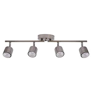 23 in. Brushed Nickel Gu10 Bulb Hard Wire Track Lighting Kit with Fixed Track Rail