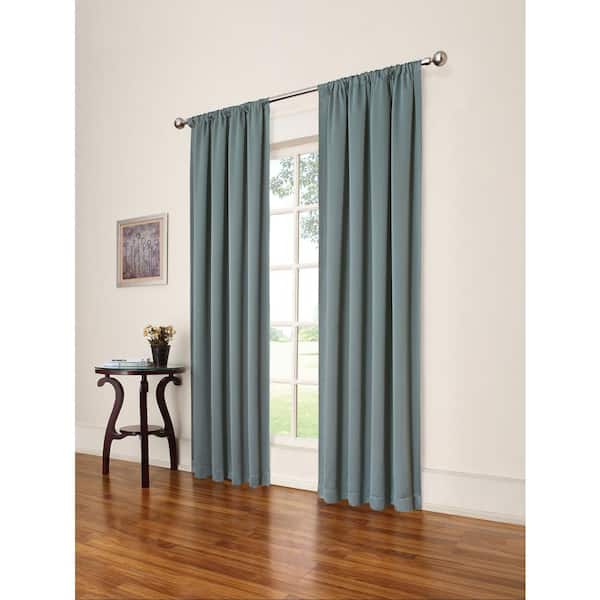 Eclipse RIVER BLUE Solid Rod Pocket Room Darkening Curtain - 40 in. W x 84 in. L