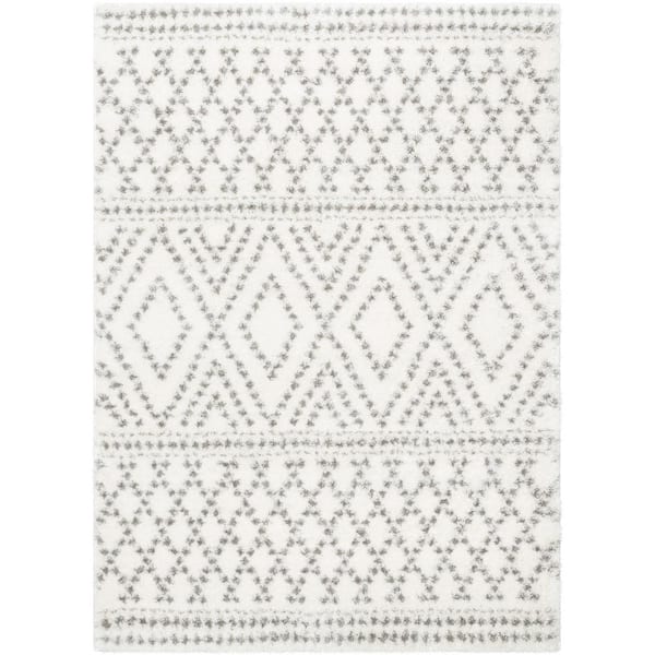 Well Woven Celeste Evora Moroccan Diamond Pattern Shag Ivory 5 ft. 3 in. x 7 ft. 3 in. Area Rug