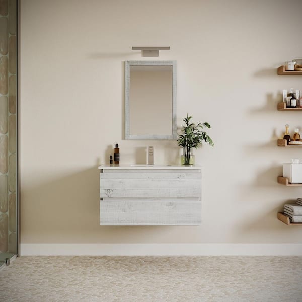 Fresca Formosa 35 in. Wall Mount Floating Single Bath Vanity Cabinet without Top in Rustic White