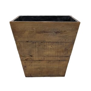 20 in. Square in a Weathered Wood Brown Composite Faux Wood Farmhouse Planter