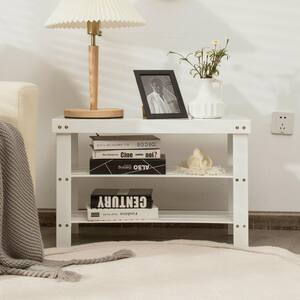 3-Tier Bamboo Shoe Storage Bench Holds up to 6 Pairs for Entry-White