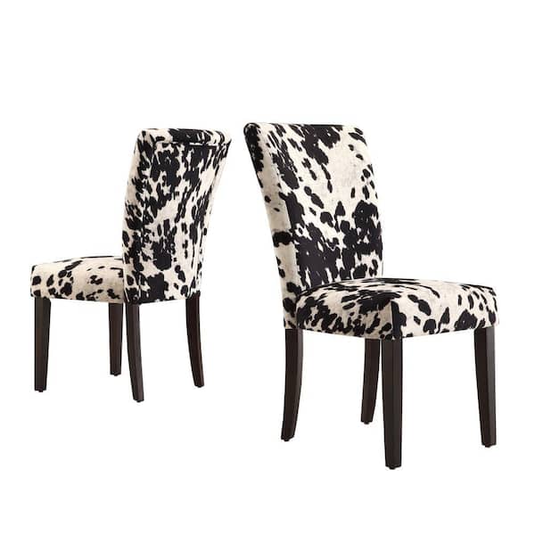 HomeSullivan Whitmire Black Cowhide Fabric Parsons Dining Chair (Set of 2)