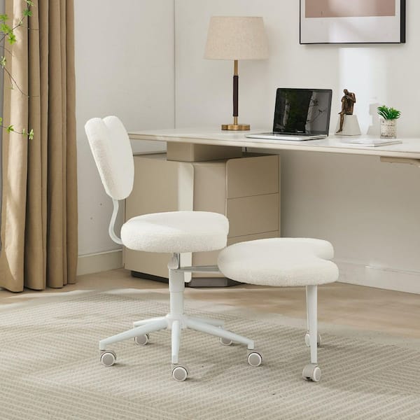 Teddy Fabric Adjustable Height Ergonomic Cross Legged Office Chair