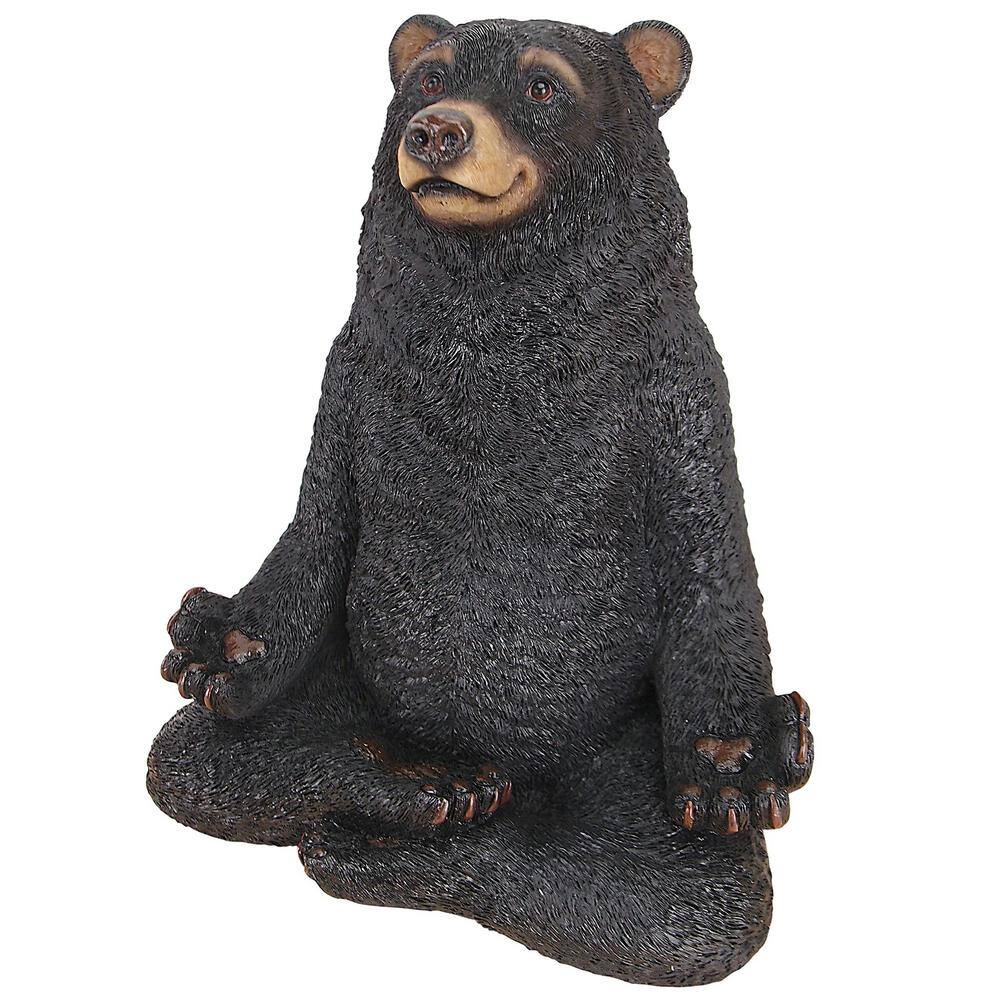 Zen Bear Meditation Garden Statue in Hand-Painted Resin