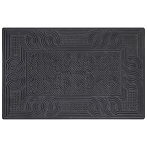 Waterproof, Low Profile, Non-Slip Foot Step Indoor/Outdoor Rubber Doormat, 18'' x 28''(1 ft. 6 in. x 2 ft. 4 in.), Black