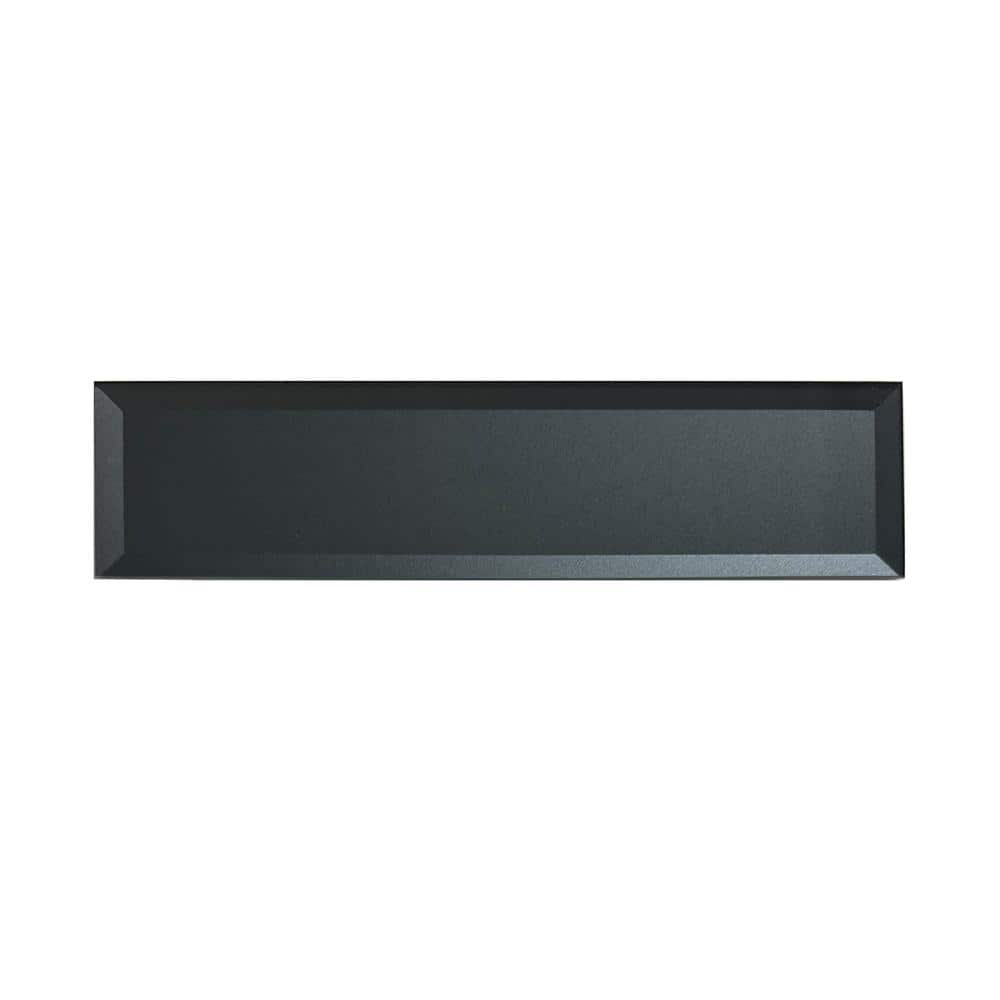 Secret Gray 4x16 Glossy Beveled Glass Subway Wall Tile