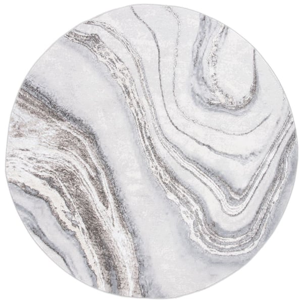 Orchard 8 ft. x 8 ft. Gray/Ivory Abstract Round Rug