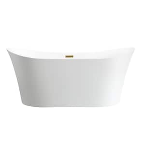 Calais 66.5 in. x 31 in. Acrylic Freestanding Soaking Bathtub with Center Drain in White/Titanium Gold